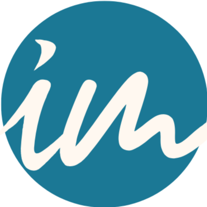 Identity Mapping logo teal circle with cursive im inside